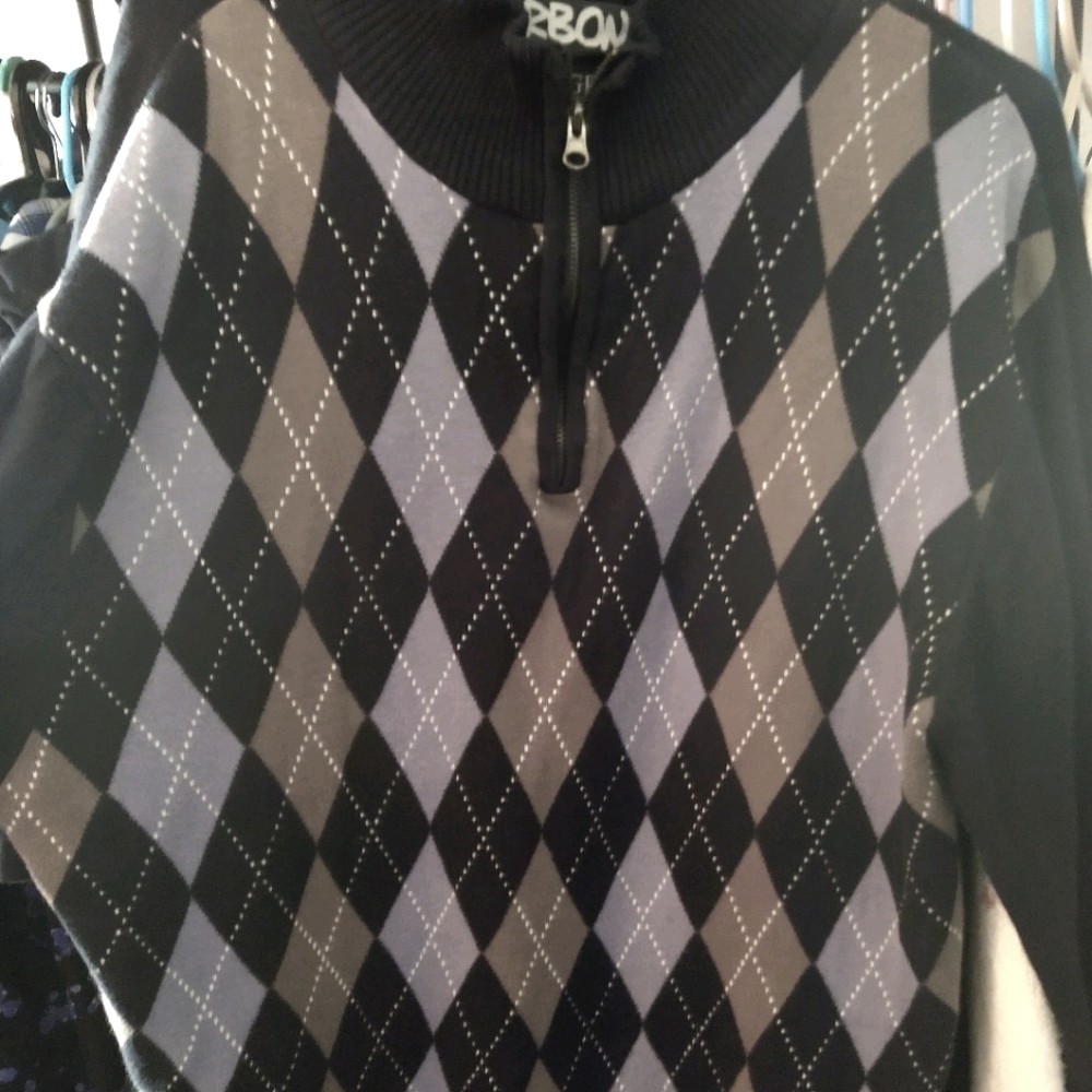 Lacoste Pink and Grey Argyle Pullover Sweater